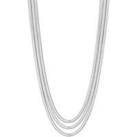 Inicio Sterling Silver Plated Multi Row Snake Chain Necklace With Gift Pouch