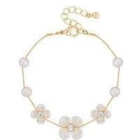 Jon Richard Gold Plated White Floral And Freshwater Pearl Bracelet