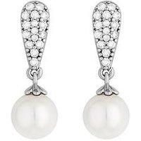 Jon Richard Rhodium Plated Teardrop Pearl Drop Earrings