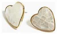 Gold Plated Mother Of Pearl Heart Stud Earrings