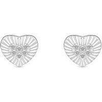 Simply Silver Sterling Silver 925 Polished And Pave Mini Heart Stud Earrings