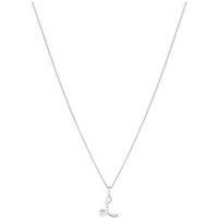 Jon Richard Sterling Silver 925 Polished And Cubic Zirconia Initial Pendant - L