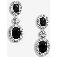 Jon Richard Silver Plated Crystal And Jet Halo Earrings