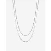 Simply Silver Sterling Silver 925 Polished Textured Double Chain Necklace