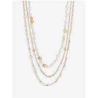 Inicio Gold Plated Semi Precious Pearl And Chain Layered Necklace - Gift Pouch