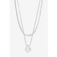 Inicio Silver Plated Molten Double Row Pendant - Gift Pouch