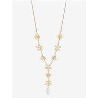 Mood Gold Mixed Flower Linear Y-Drop Necklace