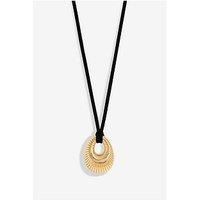 Mood Gold Polished Ridged Pendant Cord Necklace