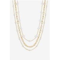 Mood Gold Pearl Chain Multirow Necklace - Pack Of 3