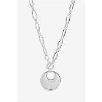 Mood Silver Polished Round T-Bar Short Pendant Necklace