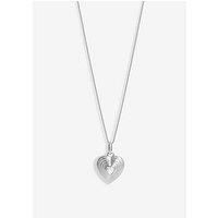 Simply Silver Sterling Silver 925 Ridged Heart Cubic Zirconia Heart Pendant