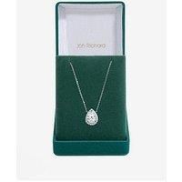 Jon Richard Rhodium Plated Cubic Zirconia Crystal Peardrop Pendant - Gift Boxed