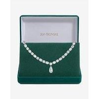 Rhodium Plated Cubic Zirconia Mixed Stone Peardrop Allway Necklace - Gift Boxed