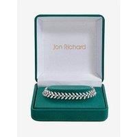 Jon Richard Rhodium Plated Cubic Zirconia Leaf Bracelet - Gift Boxed