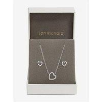 Jon Richard Rhodium Plated Cubic Zirconia Open Heart Set - Gift Boxed