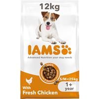 IAMS Complete Dry Dog Food for Adult 1+ Small and Medium Breeds with Chicken 12 kg