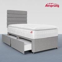 Airsprung Single Pocket 1500 Memory Pillowtop Mattress With 2 Drawer Silver Divan