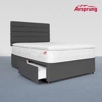 Airsprung King Size Pocket 1500 Memory Pillowtop Mattress With 2 Drawer Charcoal Divan