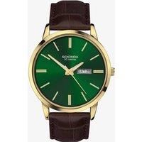 Sekonda Jackson Classic Men/'s 40mm Quartz Watch in Green with Analogue Day/Date Display, and Brown Lether Strap 30151