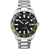 Sekonda Dive Ocean Men/'s 45mm Quartz Watch in Black with Analogue Date Display, and Silver Stainless Steel Strap 30197