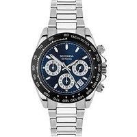 Sekonda Classic Circuit Men/'s 43mm Chronograph Watch in Blue with Analogue Date Display, and Silver Stainless Steel Strap 30200