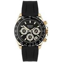 Sekonda Classic Circuit Men/'s 43mm Chronograph Watch in Black with Analogue Date Display, and Black Silicone Strap 30202