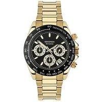 Sekonda Classic Circuit Men/'s 43mm Chronograph Watch in Black with Analogue Date Display, and Gold Stainless Steel Strap 30203