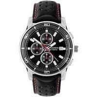 Sekonda Sport Midnight Men/'s 44mm Chronograph Watch in Black with Analogue Date Display, and Black Leather Strap 30206