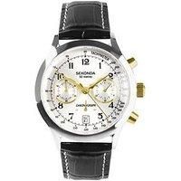 Sekonda Heritage Archer Men/'s 40mm Quartz Watch in Silver with Chronograph Display, and Black Leather Strap 30235