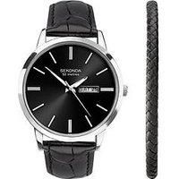 Sekonda Classic Jackson Gift Set Men/'s 40mm Quartz Watch in Black with Analogue Day/Date Display, and Black Leather Strap