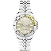 Sekonda Balearic Ladies 33mm Quartz Watch in Yellow with Analogue Display, and Silver Stainless Steel Strap 40566