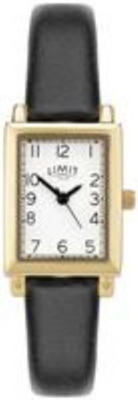 Limit Ladies Black Polyurethane Gold Plated Bezel Watch