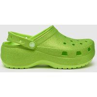 Crocs classic platform glitter clog sandals in lime