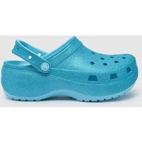 Crocs classic platform glitter clog sandals in pale blue