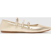 schuh lianna mary jane ballerina flat shoes in gold