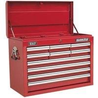 Sealey AP33109 10 Drawer Topchest with Ball Bearing Runners, 660mm x 315mm x 485mm, Red