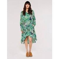 Apricot Layer Tropical Hi-Lo Shirt Dress