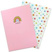 Cute Crew A4 Flexi Notebooks - Pink & White - Pack Of 2 - Notebooks - Stationery Supplies