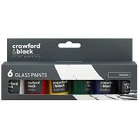 Crawford & Black Glass Paints - Pack Of 6 - Ready Mixed Paint - Art Supplies