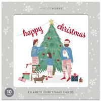 Charity Festive Family Christmas Cards - Pack Of 10 - Notecards & Envelopes - Seasonal Cards - Christmas Cards