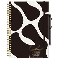 Scribblicious B5 Mono Hardback Wiro Notebook With Pen - Black & Cream - Notebooks - Stationery Supplies