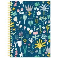 A4 Wiro Floral Notebook - Navy Blue - Notebooks - Stationery Supplies