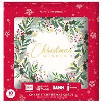 Charity Floral Wreath Christmas Cards: Pack of 10