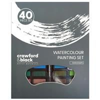 Crawford & Black 40 Piece Watercolour Paint Set