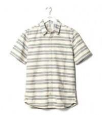 Fatface Mens Natural Ecru Beige Saltwood Stripe Shirt Size XL - XL Regular