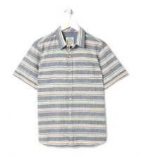 Fatface Mens Dark Rose Pink Blue Kemble Stripe Shirt Size L - L Regular