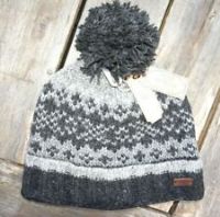 FAT FACE 100% Wool Dark Grey BOBBLE Pompom Beanie Toque Tags OSFA FF23