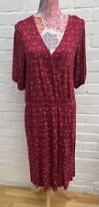 BNWT FAT FACE Iona Batik Posy Dress UK 16 Pretty Red Claret RRP £46 - 16 Regular