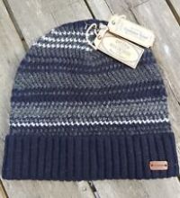 FAT FACE Navy Texture Knit 80% Wool Cuff BEANIE Cuff Hat Tags OSFA Adult FFBOX