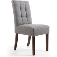 2 x Shankar Moseley Stitched Waffle Linen Effect Steel Grey Dining Chairs With Walnut Legs